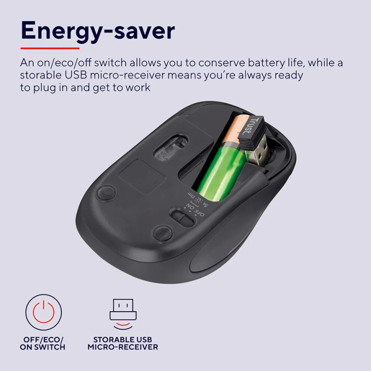 ماوس بیسیم تراست مدل Yvi FX با نورپردازی LED و دقت 800/1600 DPI